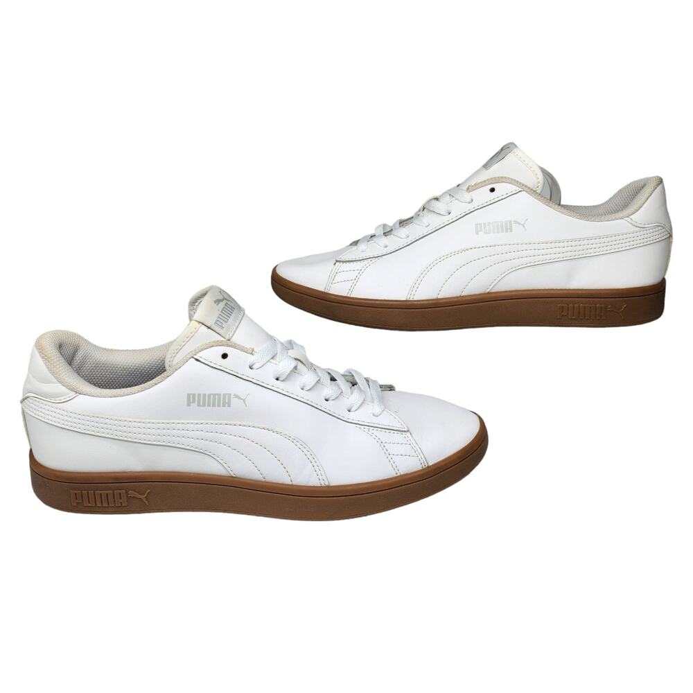 Puma Shoes Mens 9.5 White Brown Low Tops Sneakers Trainers Lace Up Athletic